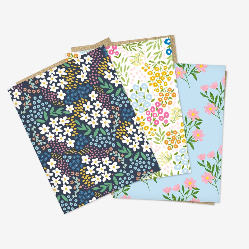Pick Your Pack 8 Pattern Options Floral Blank Folded Note Cards And Pick your pack 8 pattern options floral blank folded note cards and